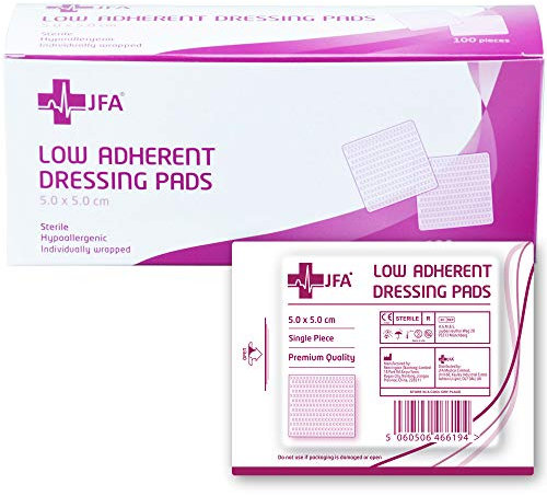JFA Medical Low Adherent Sterile Absorbent Wound Dressing Pad 5cm x 5cm – Pack of 100