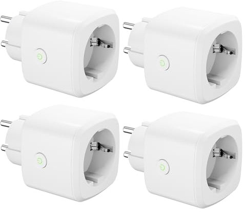 HBN Smart Steckdose mit Verbrauchsmessung, 4er Set Smart Home Wlan Steckdose mit APP Intelligente Schaltsteckdose, Sprachsteuerung & Timer, 10A, Nur 2,4GHz