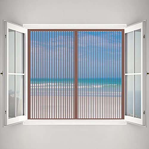 MYUANH Magnetrahmen Fliegengitter 125x150cm Insektenschutz Magnetvorhang Zum Insektenschutz Mit Stark Haftendem Klettband für Fenster Insect Stop Fliegengitter, Brown A