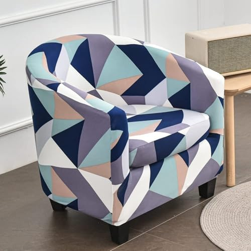 Highdi 2 Pièces Housse de Fauteuil Cabriolet Chesterfield, Extensible Couverture de Fauteuil Housse de Canapé Classique Antidérapant Revêtement de Chaise Protecteur de Fauteuil (Géométrie colorée)