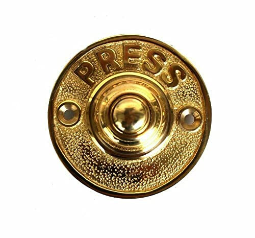 Retro Collections Press Letters Solid Brass Old Antique Style Round Retro Door Bell Push Button