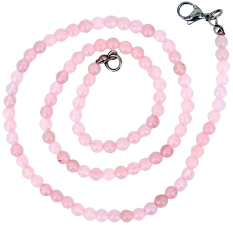 Generisch Taddart Minerals – Rosa Halskette aus dem natürlichen Edelstein Rosenquarz mit 4 mm Kugeln und 45cm Länge – handgefertigt