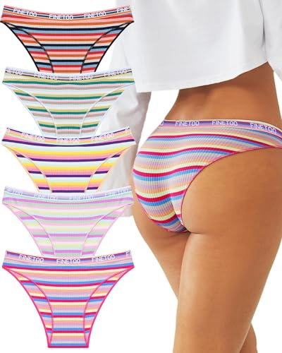 FINETOO 5er Pack Baumwolle Slip Damen Unterwäsche Frauen Set Sport Hipster Sexy Panties Unterhose Logo Sportunterwäsche Weich Unterhosen Mehrpack S-XL,S