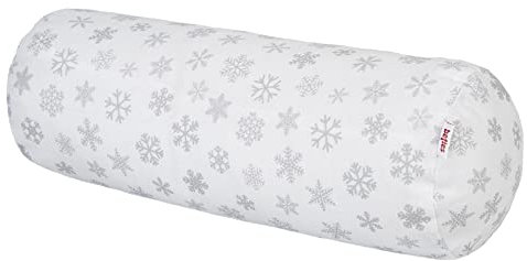 beties - Winterlandschaft -, Nackenrollenhülle ca. 15x40 cm, Kissenbezug Dekokissen mit Winterlandschaft in Schneeflocken-Weiß