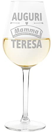 Colorfamily Calice Personalizzato Vino Auguri Mamma PERSONALIZZABILE con nome Compleanno Natale Matrimonio Fidanzamento - Bicchiere in Vetro 500 ml