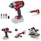 Einhell Akku-Werkzeug-Set 18V Power X-Change 5 Geräte + 4 Akkus + Zubehör(Schlagschrauber, Bohrschrauber, Universalsäge, Handkreissäge, Winkelschleifer, Akkus 2x 4,0 Ah, 2x 5,2 Ah, 4x E-Case, Zubehör)