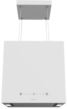 Cecotec Campana Extractora 44Cm En Isla Cuadrada Bolero Flux Cct 448000 White A++. Acabado En Blanco, Succión 800M3/H, Motor 210W, 3 Potencias, Filtro Carbono