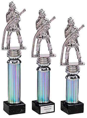 eberin – Feuerwehr Pokal Award Trophäe in 3 Größen – Feuerwehrmann auf Silbersäule/Marmor – Perfekte Auszeichnung für Wettkampf & Turniere