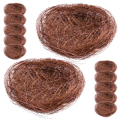 Yardwe 12stücke Teiliges Kunstvogel-Nest Dekorative Nistkästen Für Bastelarbeiten Garten Und Festdekoration Braune Vogelhäuser Für Innen Und Außendekoration