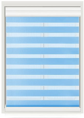 BESCH Estor Enrollable Doble Capa Noche y Día - Persiana Enrollable Interior Translúcida y Oscurecido para Ventanas 120x200CM (Azul)