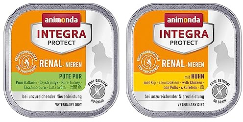 animonda Integra Protect Nieren Katzen, Nassfutter bei Niereninsuffizienz, Pute pur, 16 x 100 g & animonda Integra Protect Nieren Katzen, Nassfutter bei Niereninsuffizienz, mit Huhn, 16 x 100 g