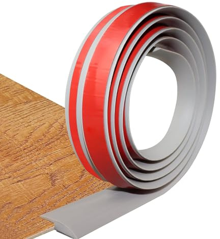 PVC Selbstklebend Abdeckleiste, Schwellenrampe, Graue Holzmaserung 1M Boden&Teppich Laminat Übergangsschiene Leiste, Abschlussprofil Tür Schwellen Randstreifen Abschlussleisten Bodenprofil