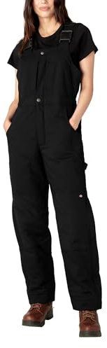 Dickies Women's Regular Fit Insulated Bib Overalls Coveralls, Black, 2X