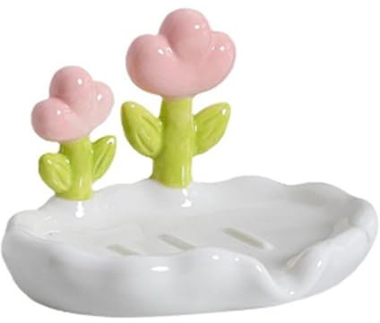 Cryfokt Selbstentleerende Seifenschale, Kreativer Seifenhalter mit Niedlicher Blume, Selbstentleerend, Kompakter Duschseifenhalter, Seifenabfluss-Waschhalter für den Haushalt für