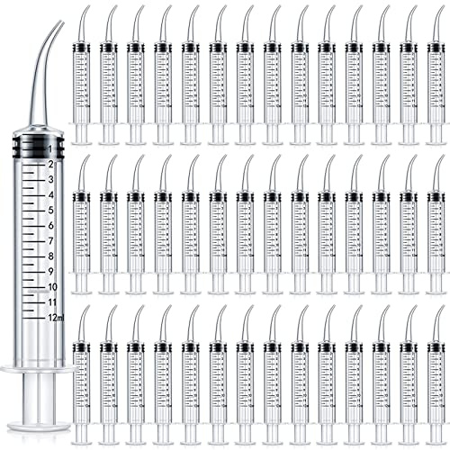 Paquete de 100 /200 Jeringa dental con punta curva Jeringa Dental 12ml Jeringa de irrigación desechable para piedras de amígdalas Squirt inyección de líquido Enjuague Bucal Limpiador (Color:200 pcs)