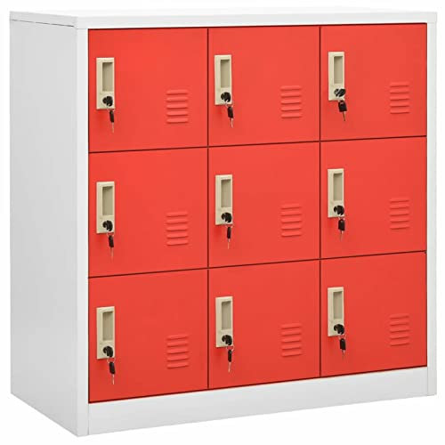 Festnight 5 STK Schließfachschrank 6 Fächer Umkleideschrank Schließfach Fächerschrank Klein Spind Schrank Metall Abschließbarer Metallschrank Stahlschrank Schließfächern Metallspind Hellgrau Rot