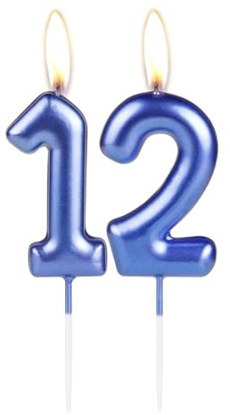Glitzernde dunkelblaue Zahlenkerze zum 12. Geburtstag, Perlblau, Zahl 12, Kuchenkerze, Geburtstagskuchenaufsatz, Cupcake-Dekoration, Mädchen, Jungen, Hochzeitstag