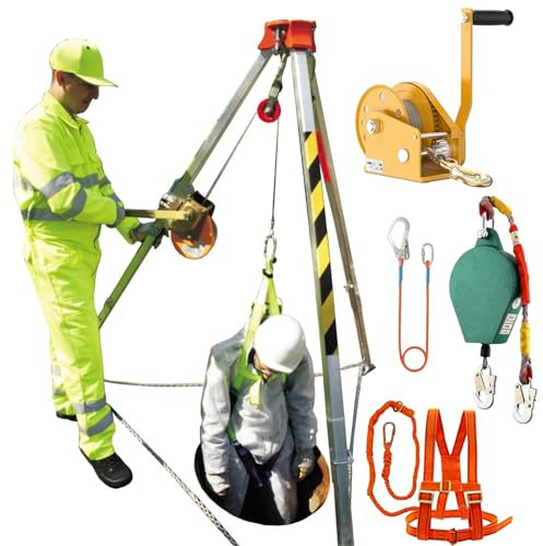 Rettungsstativ Aluminium-Stativ-Kit für beengte Räume, Schweres Stativsystem für Feuerwehr, Kanalisation und Rettung/Sicherheit Mannloch Support Stand Erwachsene Hebezeug für Erkundungsbrunnen Tunnel
