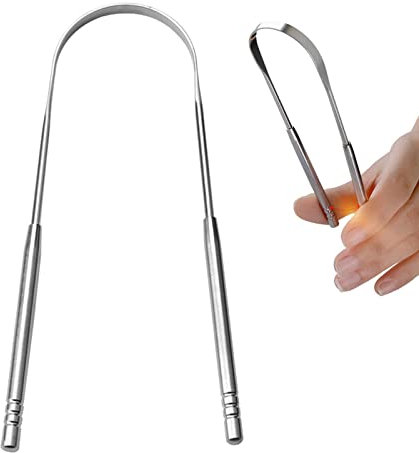 Lot de 2 grattoirs à langue – Brosse à langue pour nettoyer la langue, gratte-langue | Nettoyeur de langue pour l'haleine restaurée au goût en forme de U, grattoir résistant pour homme et femme,