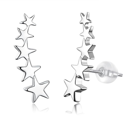JSGEMSLEE Stern Ohrringe Silber 925 für Damen Hypoallergene Silber Ohrringe Stern Ohrstecker für mädchen Knorpelschmuck