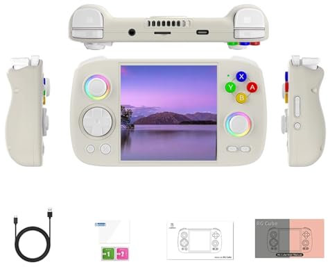 Meiurlex Console di gioco portatile RG Cube con effetto illuminazione RGB, processore Android Unisoc T820 8+128G, schermo IPS da 3,95 pollici, Bluetooth, WiFi