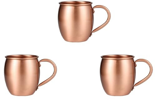 ISTOVO 3X 530ML 100% Pure Copper Mug Mug Drum Cup Cocktail Cup Pure Copper Mug Restaurant Bar Cold Drink Cup, B