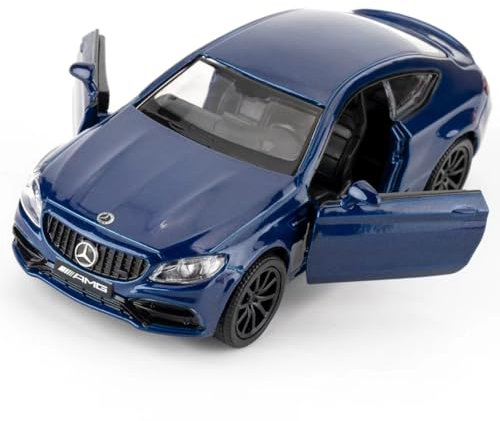 imtfzct 1/36 Benz C63 S AMG, auto giocattolo per bambini, con funzione Pull Back, modello auto da collezione in metallo leggero, regalo di compleanno per ragazzi e ragazze (blu)