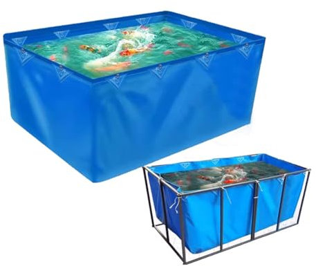Flexible, Faltbare Fischteichfolien mit Ösen (Zugringe) – Nicht mit Rahmen, temporärer Auffangbehälter aus PVC-Canvas für Salzwasserfische und Koiteiche (Farbe: 550 g/m², Größe: 6,23 x 2,95