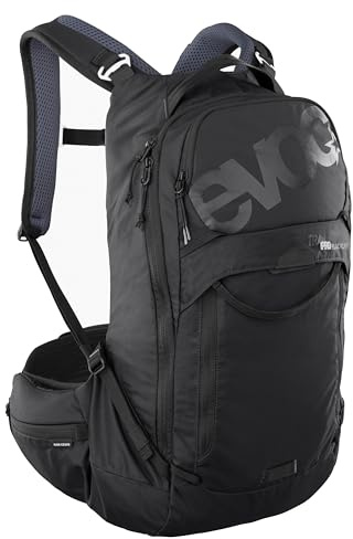 EVOC Mochila Protectora Trail Pro Blackline 16 (Mochila Ligera con Protector de Espalda, Incl. Compartimento para Bolsa de hidratación, Ajuste optimizado, L/XL), Negra