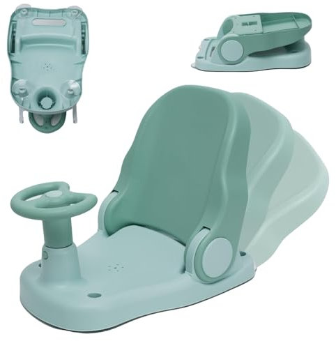 Siege de Bain pour Bebe de 6 à 24 Mois, Chaise de Bain avec Dossier Réglable et 4 Ventouses, Siege de Bain Pliable Antidérapant, Siege Baignoire Bebe, Ergonomique Siège de Douche pour Bébé