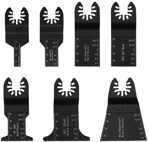 7Pcs Titanium Oscillating Multi Tool Blades, Professional Universal Oscillating Saw Blades, Quick Release Multitool for Hard Material Wood Metal Plastic Nails Cutting