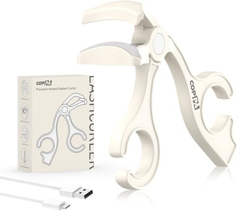 COPPA Piegaciglia Riscaldato, EC-1 Piegaciglia Di Precisione Senza Cornice a 65°C Costante & Piegaciglia Professionale 2 in 1 - Senza Pizzicare o Tirare le Cigli per Tutte Le Forme Di Ciglia, Beige