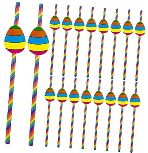 Ipetboom 40pcs Easter Bunny Pattern Paper Fun Decorative Drinking Tools for Party Scenes for Cocktail