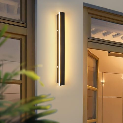 Mikeru 100CM Outdoor Wall Light, Dimmable Outside Linear Lighting with Mains Power 10% to 100% Contemporary Long Front Door Lights 35W 3000k/4500k/6000k for Garage, Stairs, Villa
