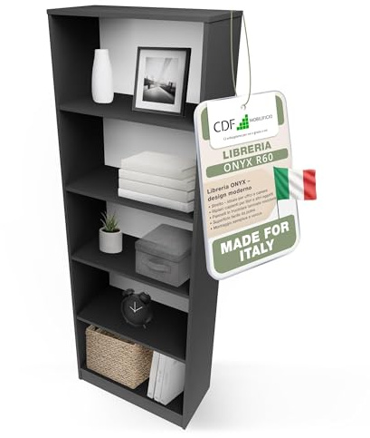 CDF Bibliothèque Ouverte Meuble à Case de Rangement avec Compartiments Colonne pour Bureau Salle à Manger Home Office Salon Livres Dossiers Décoration Chambre Modern Vertical - Anthracite 60 cm