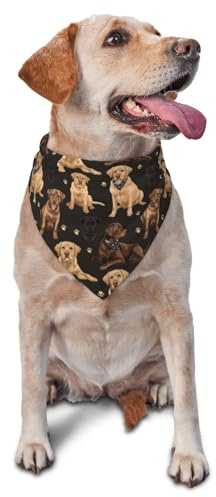 Hundehalstuch mit Labrador-Motiv, Pfotenabdruck, für kleine, mittelgroße und große Hunde, verstellbar, niedlich, dreieckig, Lätzchen, Schal, Taschentuch, Zubehör