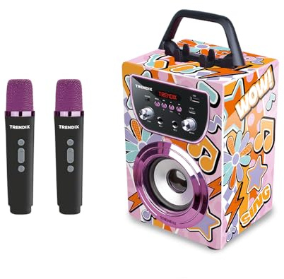 Trendix - Karaoke Per Bambini Magic Melody | Cassa Bluetooth Con Microfono, Radio Fm, Usb | Cassa Karaoke Con 2 Microfoni | 2 Microfoni Bluetooth | Regalo Bambina 6 Anni