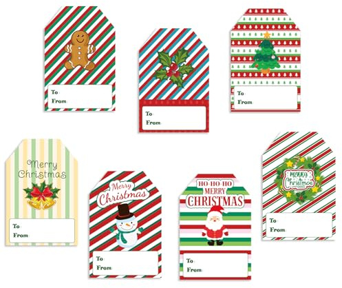 120stk Geschenkanhänger für Weihnachten, Weihnachts-Dankesaufkleber Selbstklebende Etiketten Weihnachtsnamensetiketten für Festliche Geschenkdekorationen (Stil 1)