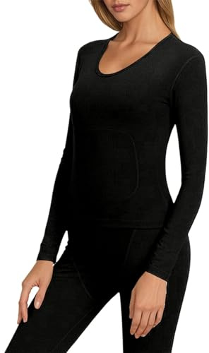 Completo Termico Donna Invernale Sci in Lana e Grafene 2 Pezzi con Maglia Termica e Pantaloni Termici Intimo Termico Spesso con Protezione Ginocchia e Addome Tuta Neve Sottogiacca per Case Trekking