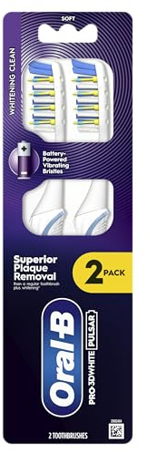 ORAL-B PRO-3DWHITE Pulsar Battery-Powered Toothbrush – for Whitening & Plaque Removal – Medium Bristles, 2X