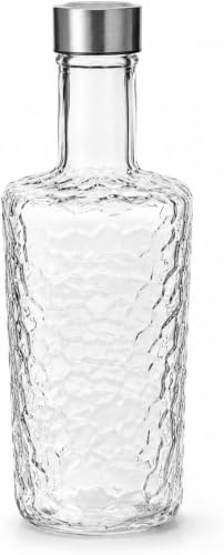 TWO TIGERS | Botella De Agua de Cristal | 1L | Pack de 6 Tipo Milán | Tapón Acero Inoxidable | Transparente Resistente No Alterar el Sabor | Reutilizable | Para Nevera Frigorífico y Lavavajillas