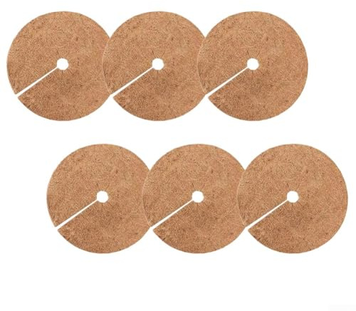 Tappetini per piante in fibra di cocco, set da 6 pezzi per piante in vaso, protezione dal gelo invernale, tappetini in fibra di cocco kaki naturale, isolanti e tagliati su misura (40 x 40 cm)