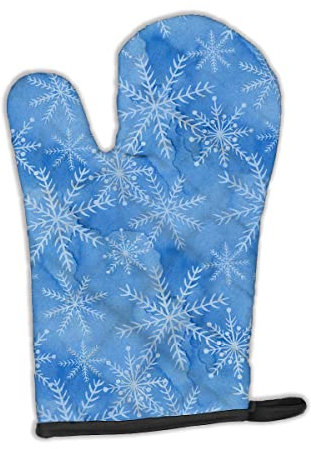 Caroline's Treasures Ofenhandschuh, Wasserfarben, dunkelblau, Winter-Design, Schneeflocken, dekoriert, 30,5 x 21,6 cm, Mehrfarbig
