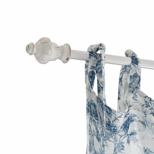 Loberon Gardinenstange Efersa, weiß | charmantes Antik-Finish, authentische Vintage-Optik, ausziehbar, Teleskopstange, Vorhangstange, Eisen, Mangoholz
