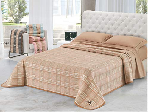 SpazioTessile Coperta Misto Lana Cork 4 colori Singolo Piazza e Mezza Matrimoniale anche Maxi (Beige, 1 Piazza e Mezza)