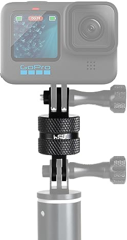 HSU Adaptateur de caméra en Aluminium pour GoPro, Support de caméra à Rotation 360 degrés pour Hero 12/11/10/9/8/7/6/5/4/3 caméras d'action