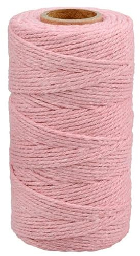 G2PLUS 100M Cuerda de Algodón,Macrame Cuerda de Algodón Hilo Macrame 2mm Cordel de Jardín para Jardinería Envolver Regalos,Hornear Manualidades(Rosado)