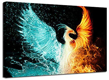 JGTQ Bild auf Leinwand 50x70 Cm Eisfeuer PhöNix 1 Teilig Leinwandbilder Bild auf Leinwand Vlies Wandbild Kunstdruck Wanddeko Wand Wohnzimmer Home Decoration- Kein Rahmen
