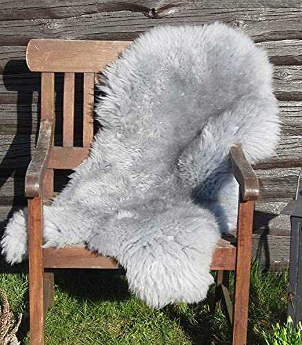 Felltrade Merino Schaffell Lammfell Fell echt gefärbt groß, grau, ökologische Gerbung (140-150 cm)