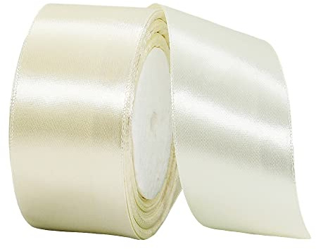 22m Satinband Geschenkband Beige 40mm Breit,Auto Seidenband Beige Dick Schleifenband Satin Dekoband Geschenkverpackung Deko Band Stoffband für Halloween Weihnachten Hochzeit Taufe Geburtstag DIY
